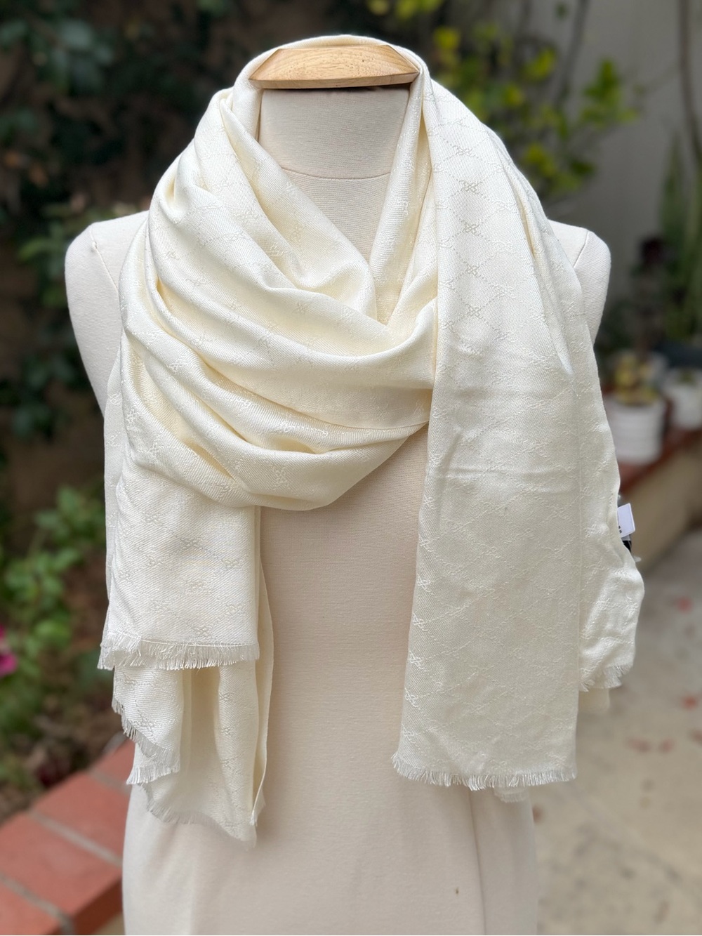 Nine West Cream Lightweight Textured Scarf Wrap